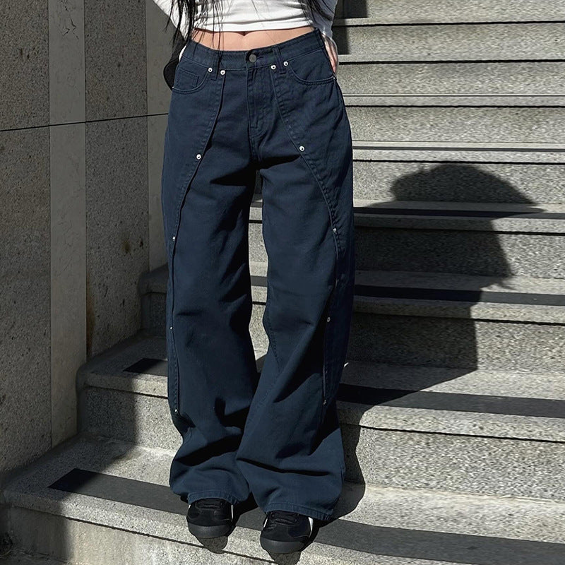 Damen Weite Utility-Hose mit dekorativen Druckknöpfen und modernen Akzenten Echo Archiv