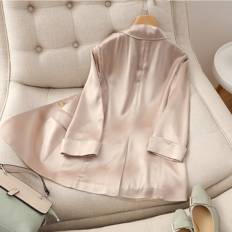 Damen Hochwertiger Satin-Blazer Echoarchiv