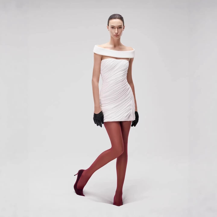 Damen Elegantes Minikleid mit schulterfreiem Design und raffinierten Drapé-Elementen Echo Archiv