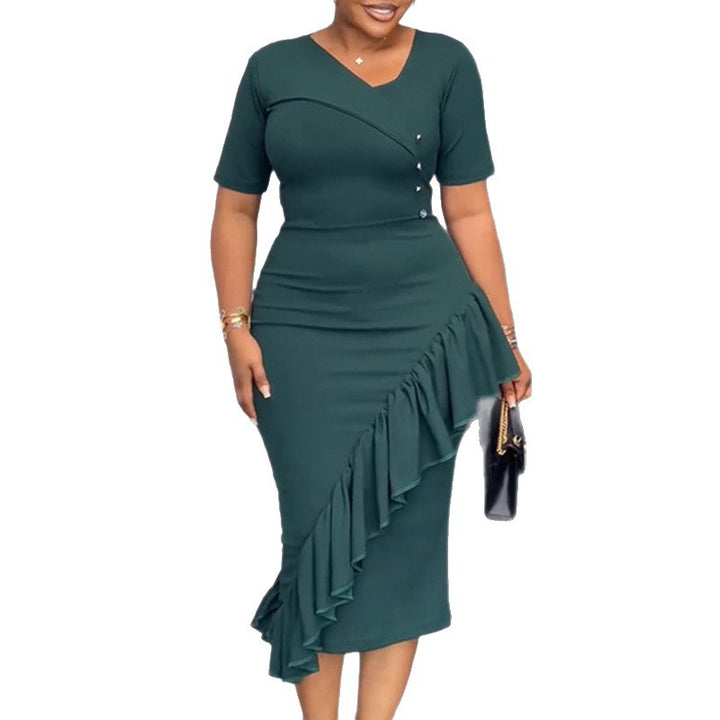 Damen figurumspielendes Kleid mit asymmetrischem Saum und Knopfdesign Echo Archiv