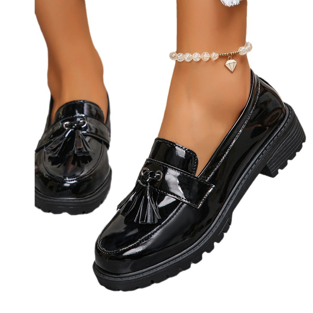 Damen nan elegante Lack-Tassel-Loafer mit profilierter Traktorsohle und gepolstertem Komfortfußbett Echo Archiv