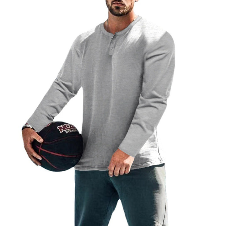 Herren Langarm-Henley-Shirt mit praktischem Knopfdesign und lässigem Schnitt Echoarchiv