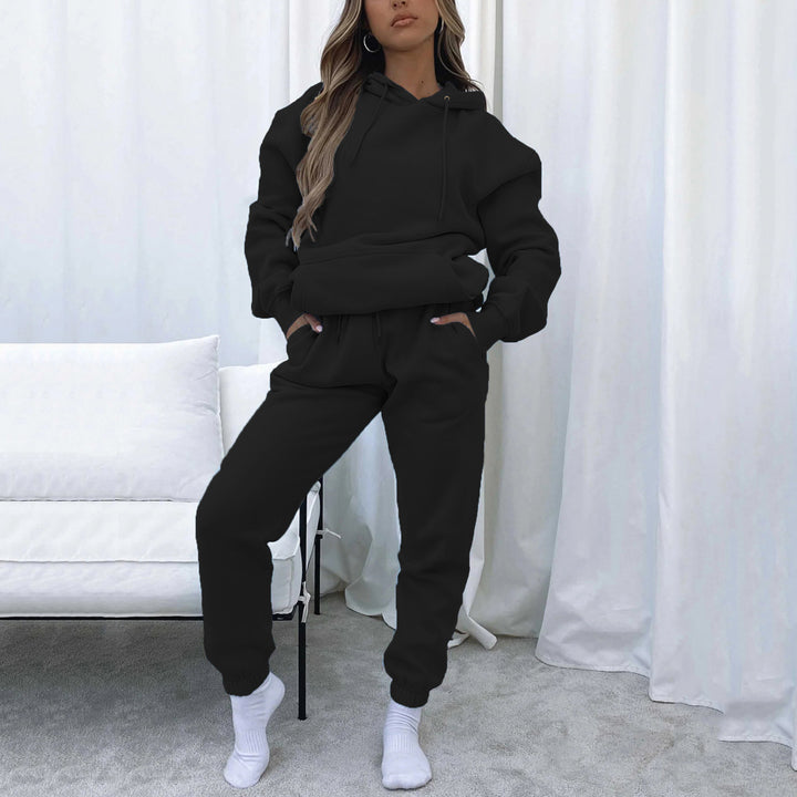 Damen nan Cropped Kapuzenjacke und High-Waist Jogginghose Set aus French Terry mit elastischem Bund Echo Archiv