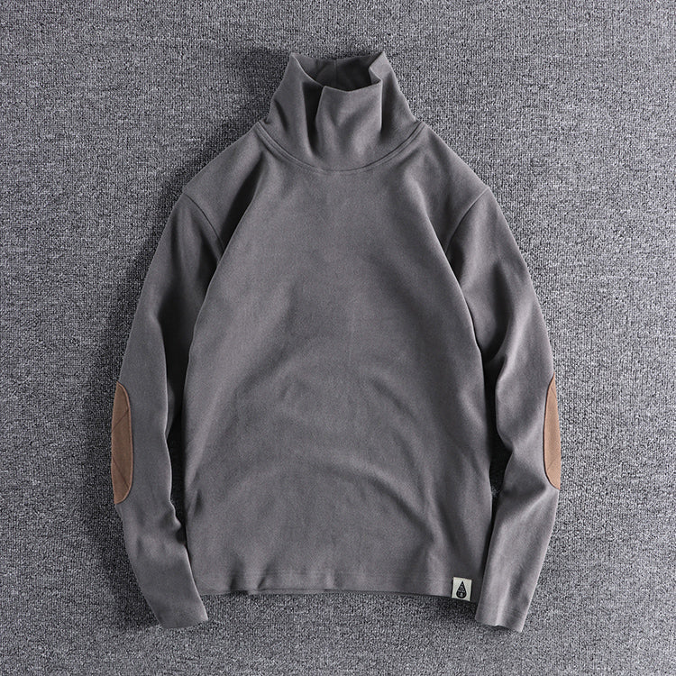 Herren Stehkragenpullover aus hochwertigem Fleece mit kontrastierenden Ellbogenpatches Echoarchiv
