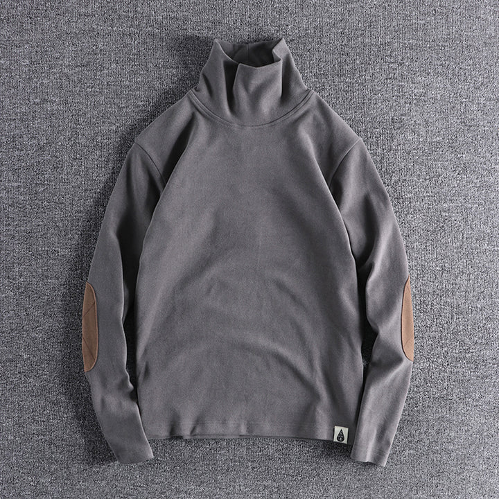 Herren Stehkragenpullover aus hochwertigem Fleece mit kontrastierenden Ellbogenpatches Echoarchiv