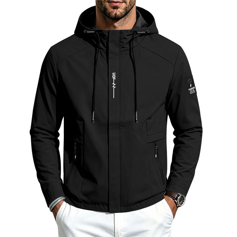 Herren Leichte Softshelljacke mit Kapuze wind- und wasserabweisend Reißverschlusstaschen Echoarchiv