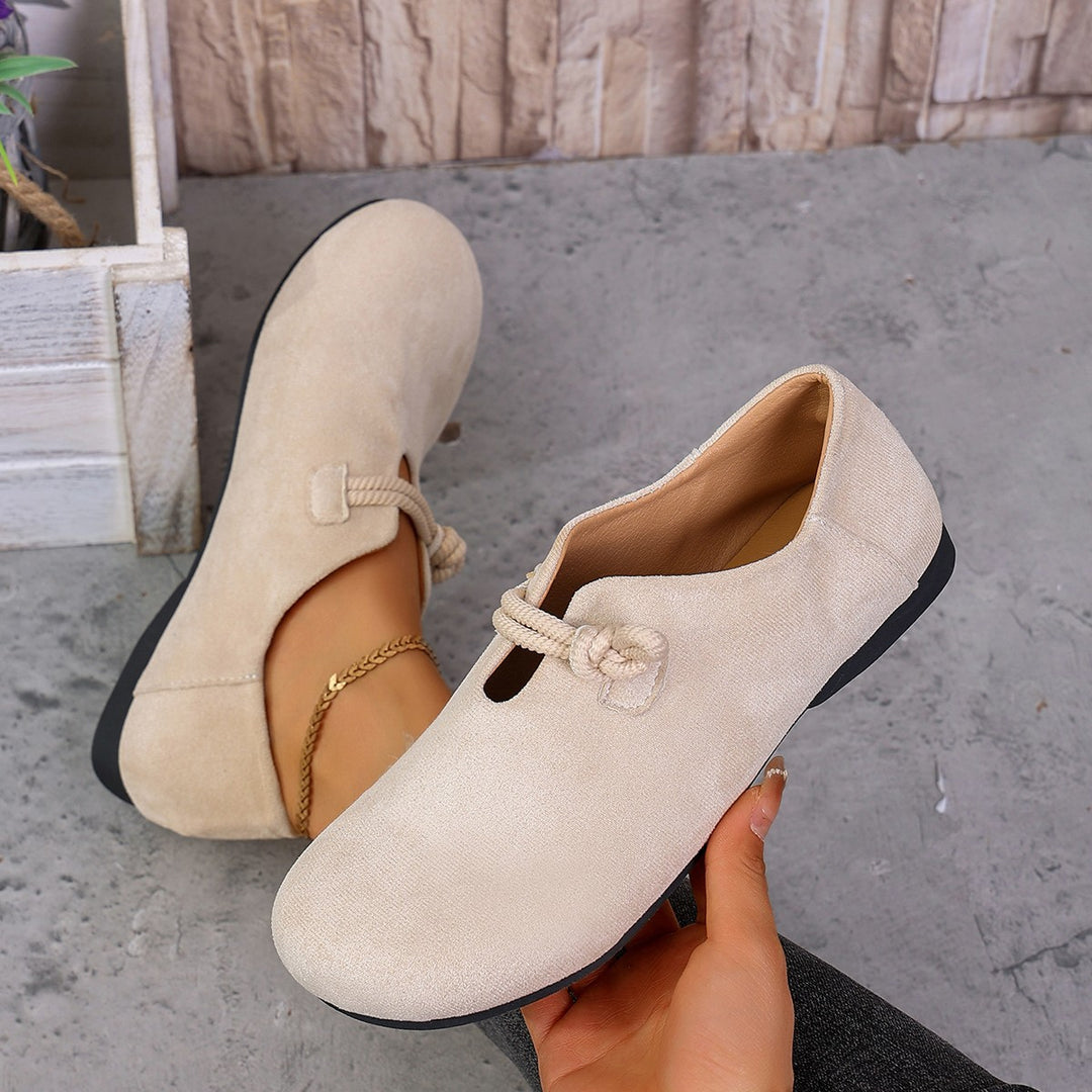 Damen  komfortable Slipper aus Veloursoptik mit dekorativem Knotenriegel und weich gepolstertem Fußbett Echo Archiv
