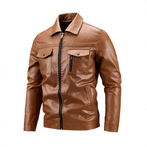 Herren hochwertige Kunstlederjacke mit praktischen Taschen Echoarchiv