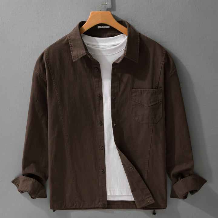 Herren Leichtes Overshirt-Jackett aus Baumwollmix mit aufgesetzter Brusttasche Echoarchiv