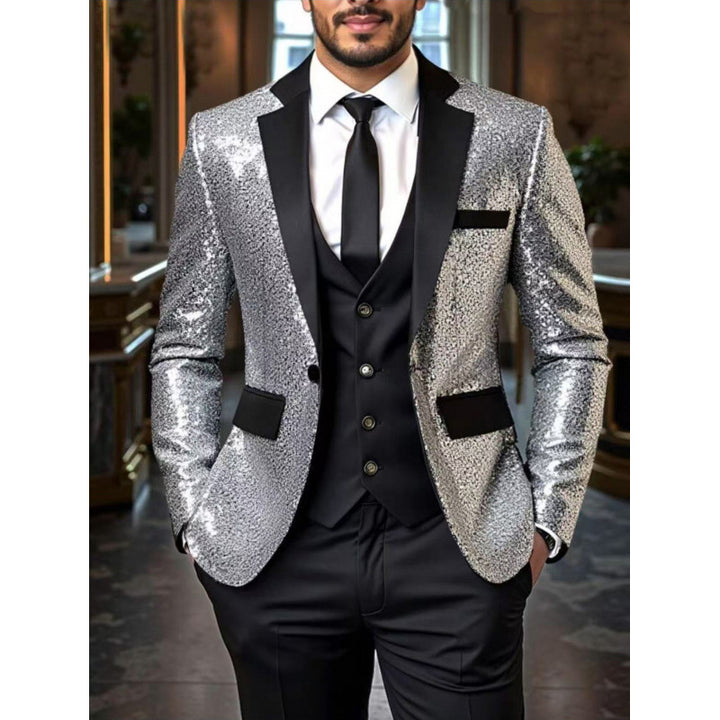 Herren Glamouröser Pailletten-Smokingblazer Echoarchiv 1761380182