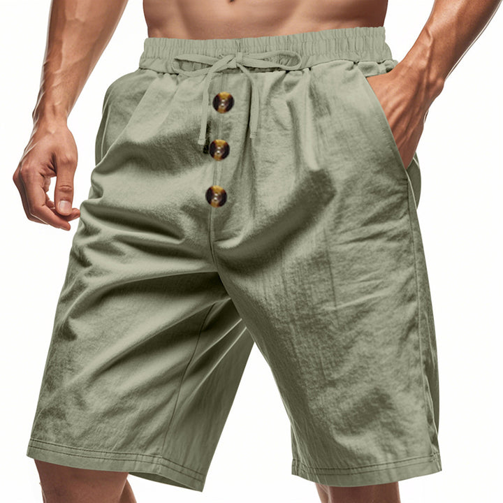 Herren Freizeit-Shorts mit dekorativen Knöpfen und elastischem Bund Echoarchiv