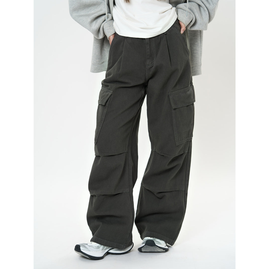 Damen Weite High‑Waist Cargo‑Palazzo‑Hose mit großen Klappentaschen Echoarchiv