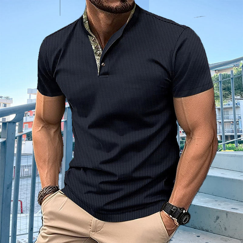Herren Poloshirt mit modischem Kragen und strukturierter Oberfläche Echoarchiv