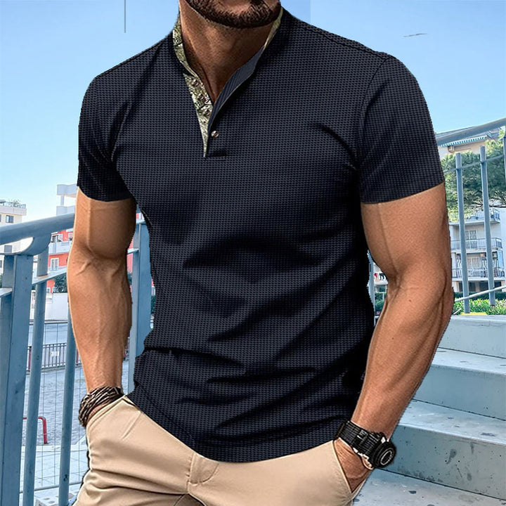Herren Poloshirt mit modischem Kragen und strukturierter Oberfläche Echoarchiv