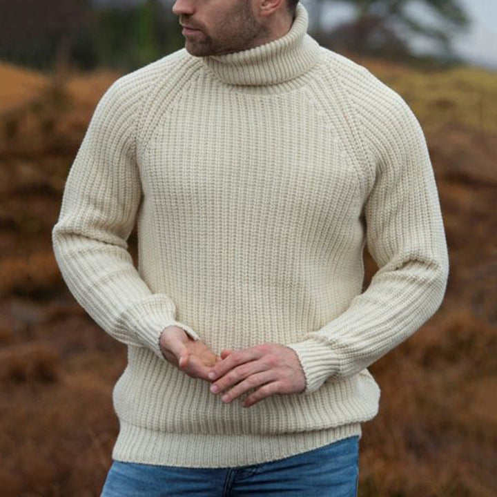 Herren Grobstrick-Pullover mit hochklappbarem Rollkragen Echoarchiv