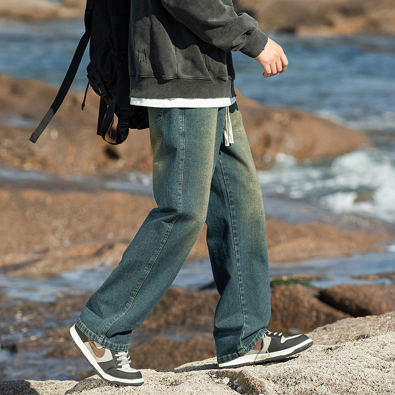 Herren Weitgeschnittene Denim-Hose mit Komfortbund