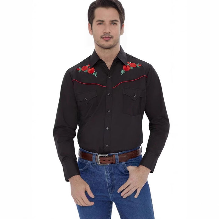 Herren Westernhemd mit aufwändiger floralem Stickerei Echoarchiv