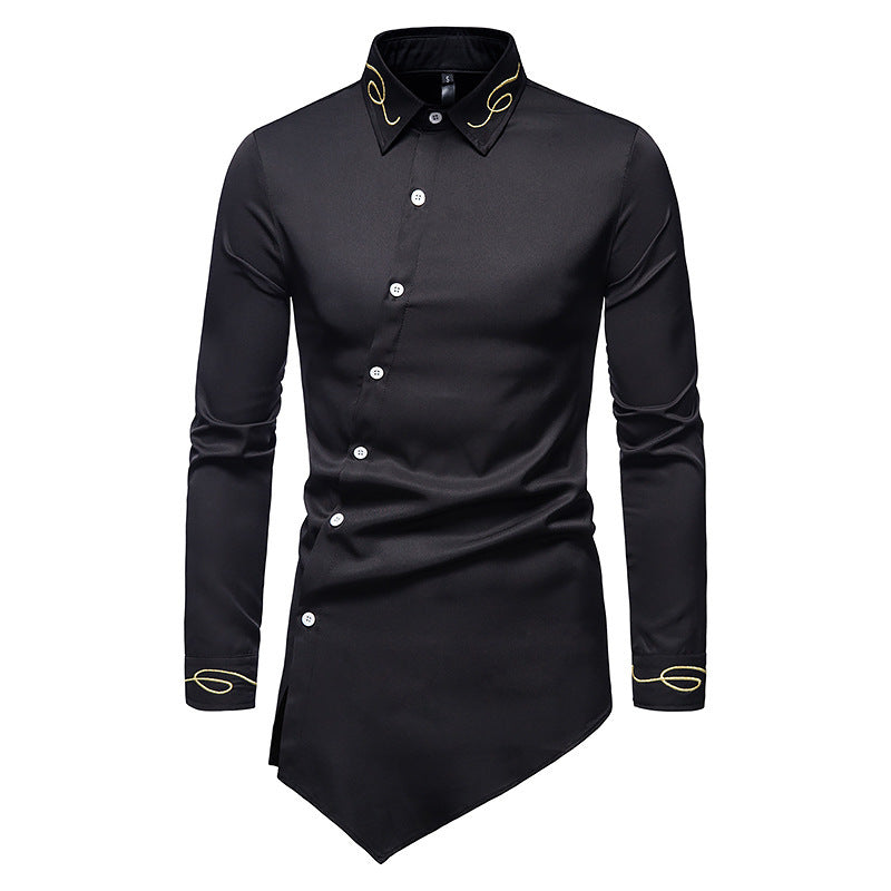 Herren Longsleeve Hemd im avantgardistischen Design mit asymmetrischem Saum Echoarchiv