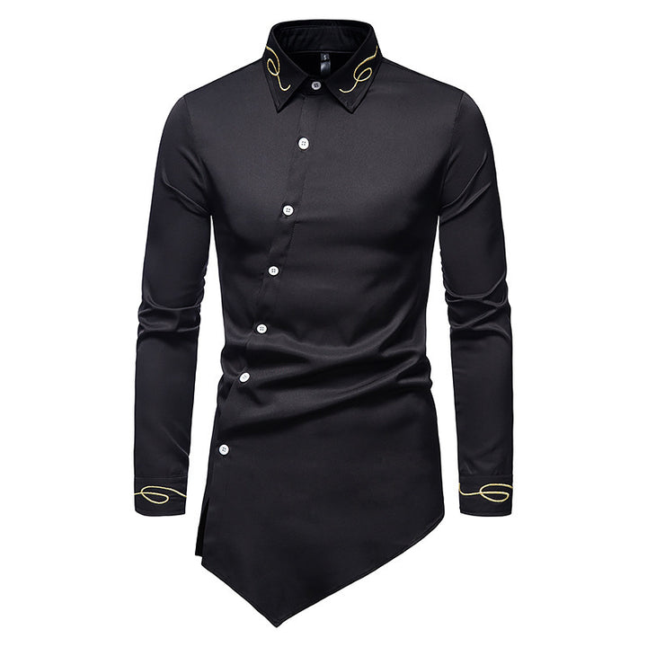 Herren Longsleeve Hemd im avantgardistischen Design mit asymmetrischem Saum Echoarchiv