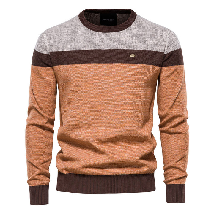 Herren Strickpullover mit modernem Farbblockdesign und feiner Struktur Echoarchiv
