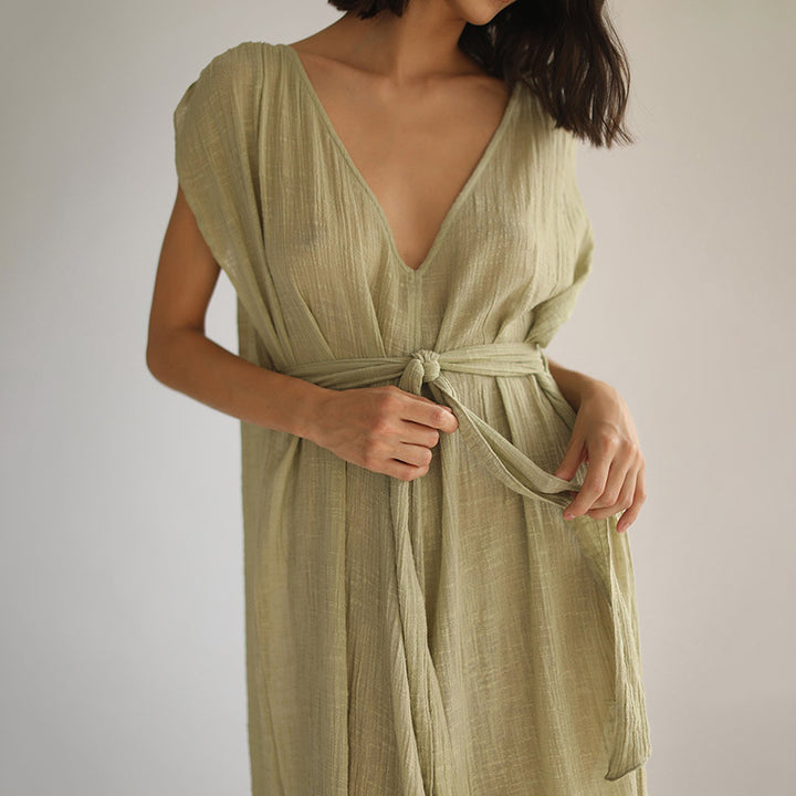 Damen luftiges Strandkleid mit Bindegürtel Echo Archiv