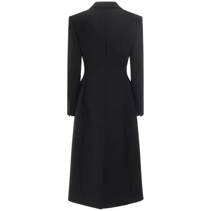 Damen Longline Einreihiger Mantel mit dezenter Taillierung und Spitzrevers Echoarchiv