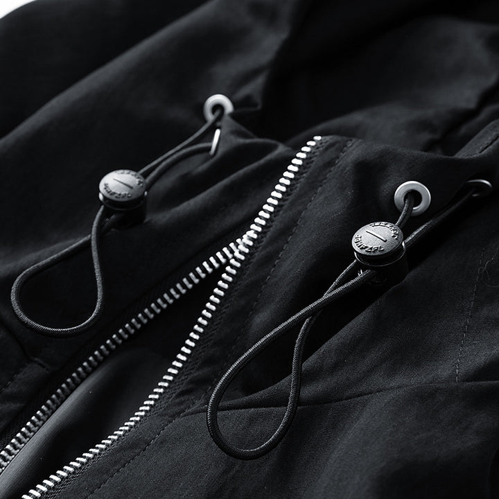 Unisex winddichte übergroße Kapuzenjacke aus Mikrofaser mit elastischem Saum – Taviero