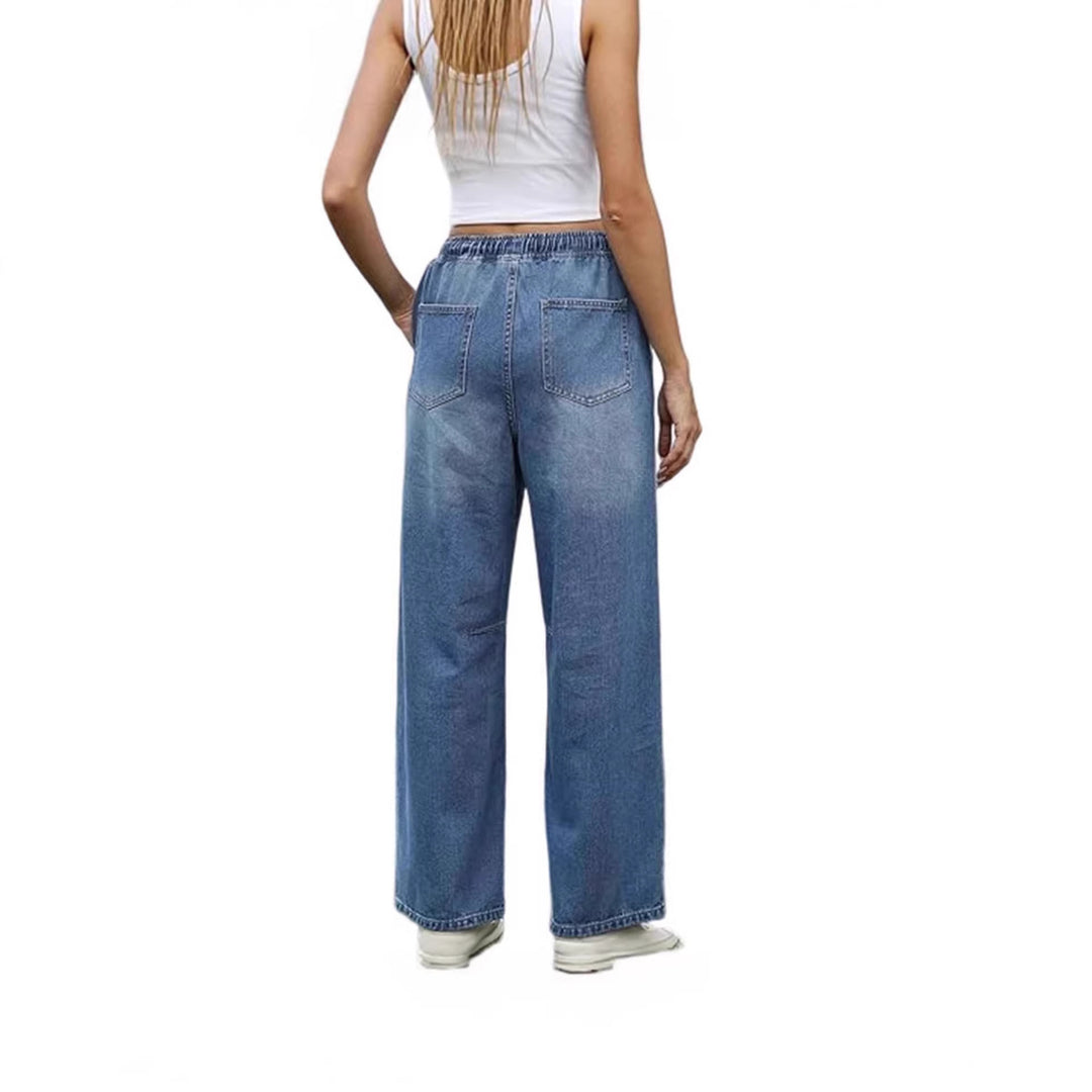 Damen weite Denim-Hose mit elastischem Bund und praktischem Schnitt Echo Archiv