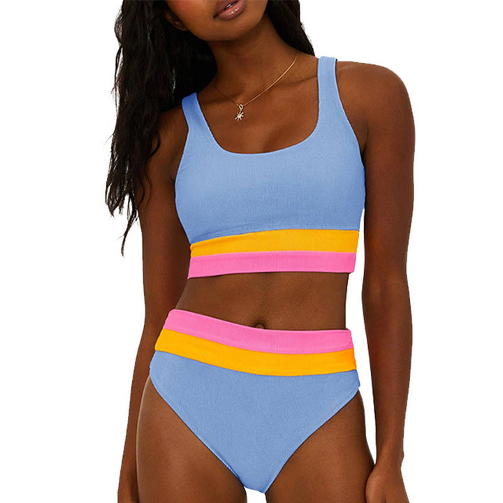 Damen Sportliches Bikini-Set mit komfortablem Crop-Top und hochgeschnittenem Höschen Echoarchiv
