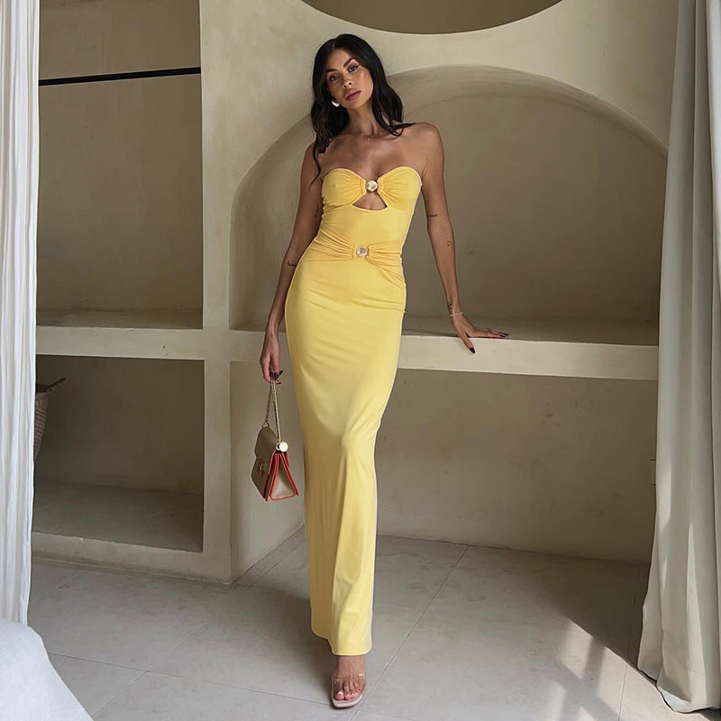 Damen Maxikleid mit verführerischem Cut-Out und dekorativem Schmuckdetail Echo Archiv