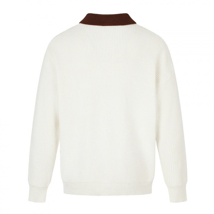 Herren Feinstrick-Polo mit Henley‑Knopfleiste und kontrastierendem Polokragen Echo Archiv