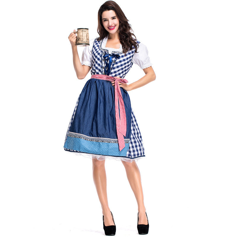 Damen nan traditionelles Trachten Dirndlkleid mit herzförmigem Ausschnitt, Schnürung und abnehmbarer Schürze Echo Archiv