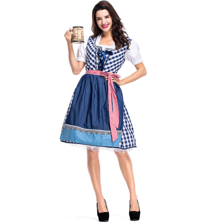 Damen nan traditionelles Trachten Dirndlkleid mit herzförmigem Ausschnitt, Schnürung und abnehmbarer Schürze Echo Archiv