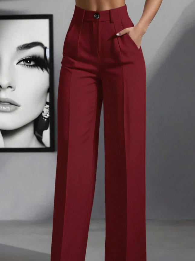 Damen elegante weite Bundfaltenhose Echoarchiv
