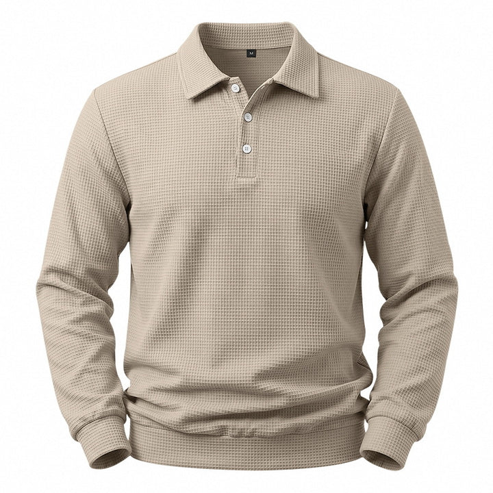 Herren Langarm-Poloshirt mit Waffelstruktur und Baumwollmix Echoarchiv