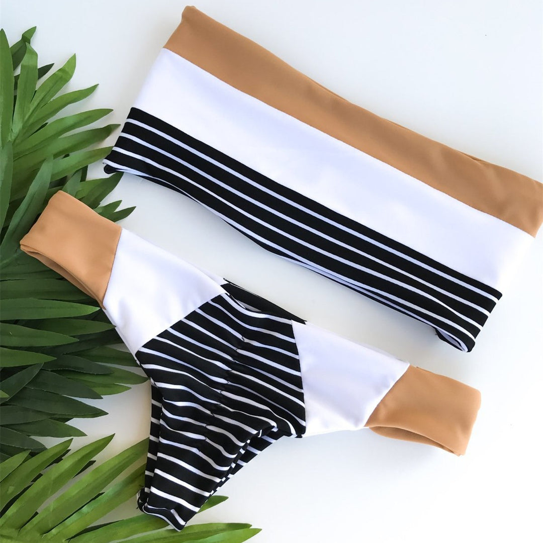 Damen Bandeau-Bikini mit trendigem Streifenmuster Echo Archiv