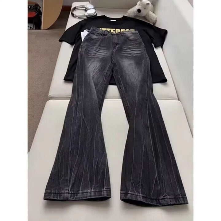 Damen Weitgeschnittene Bootcut-Jeans Echoarchiv