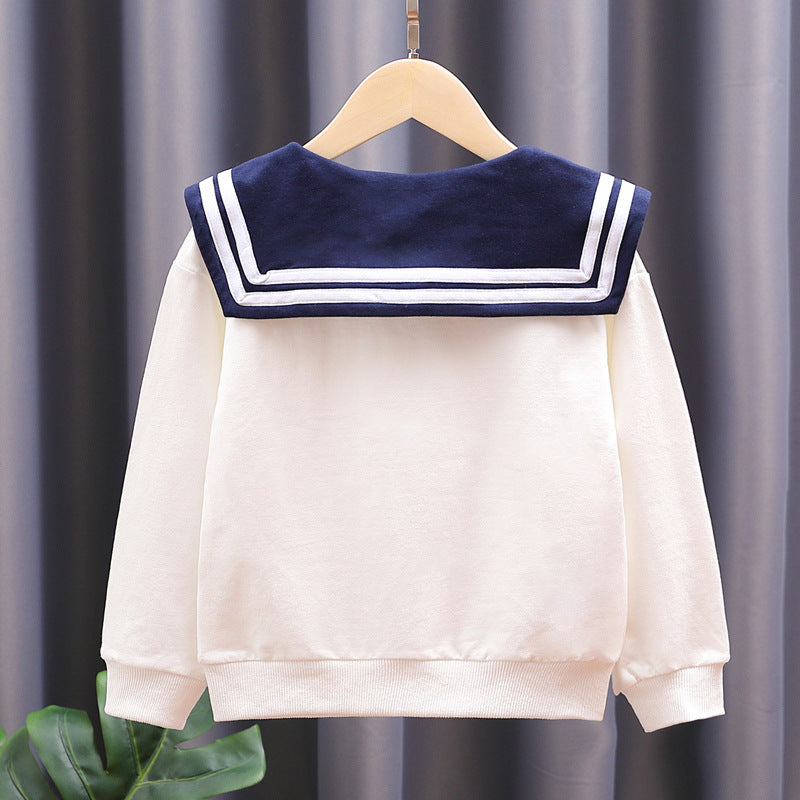 Mädchen Sweatshirt mit maritimem Kragen und dekorativem Schleifendetail Echo Archiv