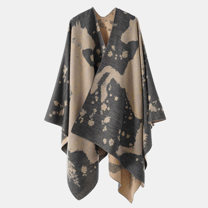 Damen Oversize-Wickelponcho im Kimono-Fall mit feinem Jacquardgewebe Echo Archiv