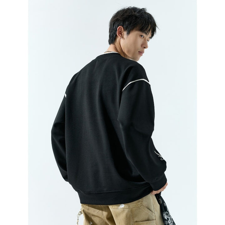 Herren Oversize Sweatshirt mit Kontrastnaht und Rundhalsausschnitt Echoarchiv