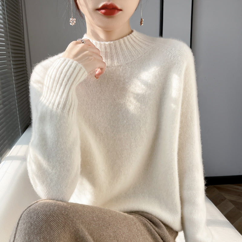 Damen Kurz-Mockneck-Pullover aus flauschigem Mohair-Mix mit kastiger Silhouette Echoarchiv