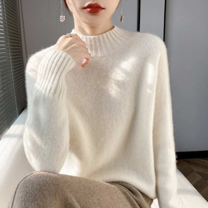 Damen Kurz-Mockneck-Pullover aus flauschigem Mohair-Mix mit kastiger Silhouette Echoarchiv