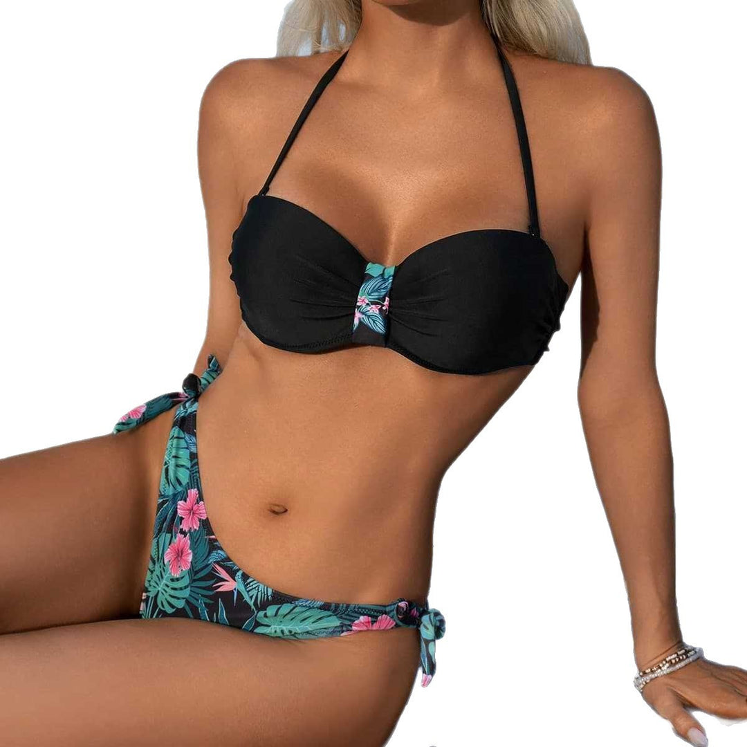 Damen Bandeau-Bikini mit floralen Akzenten Echo Archiv