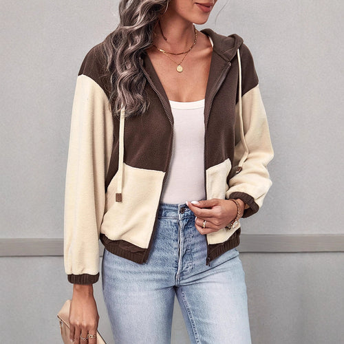 Damen Modischer Fleecejacke mit Kapuze Echo Archiv