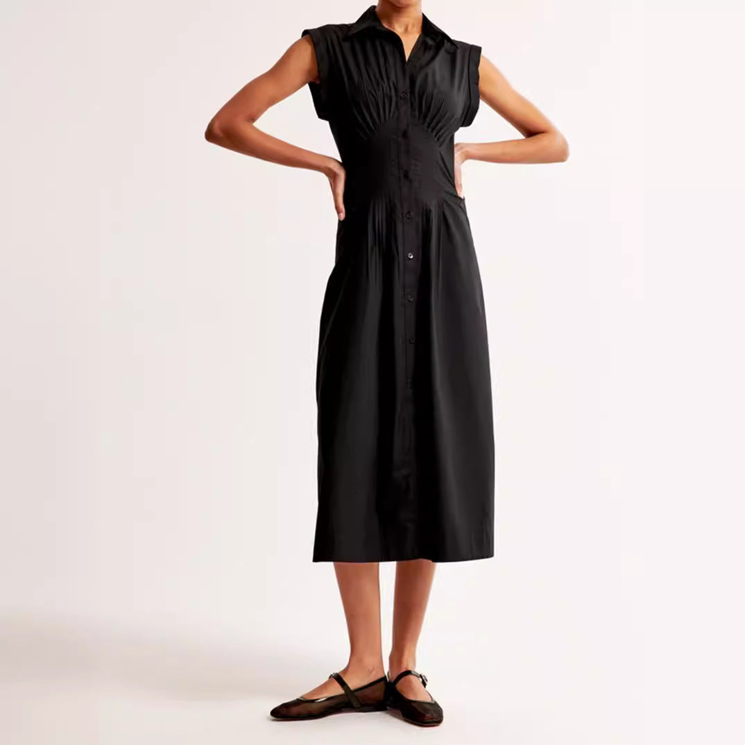 Damen Maxikleid mit Schulterklappen und klassischem Knopfverschluss Echo Archiv