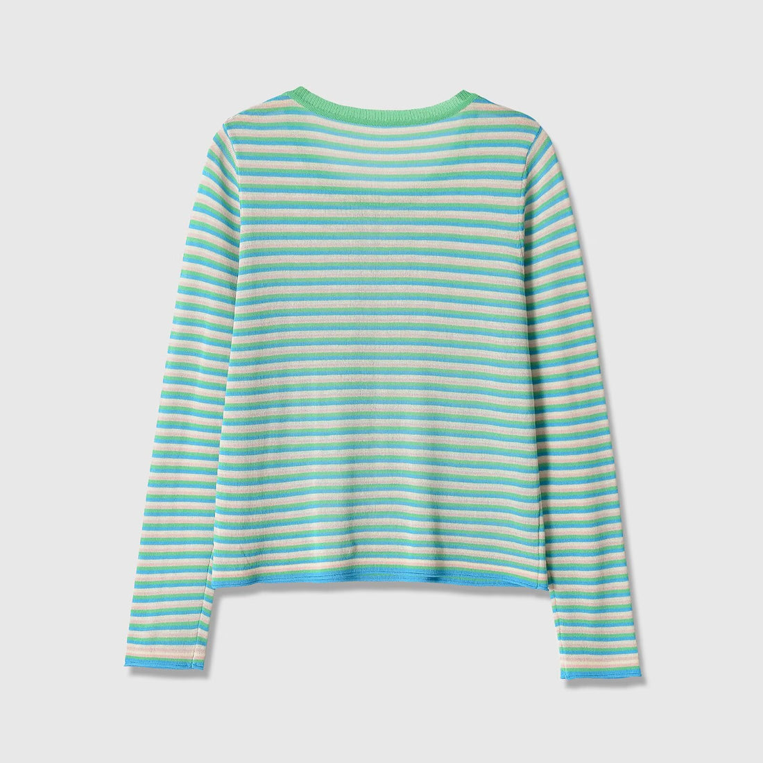 Damen Gestreiftes Feinstrick-Langarmshirt mit Rundhalsausschnitt und figurumspielender Silhouette Echoarchiv