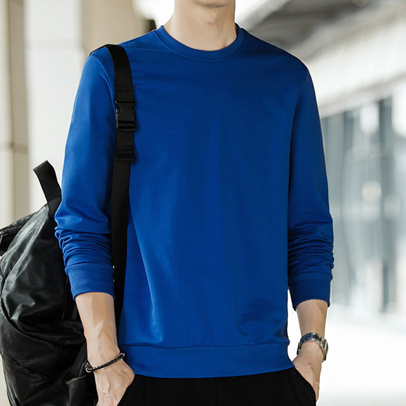 Herren Minimalistisches Baumwoll-Sweatshirt mit Rundhals und gerippten Bündchen Echoarchiv