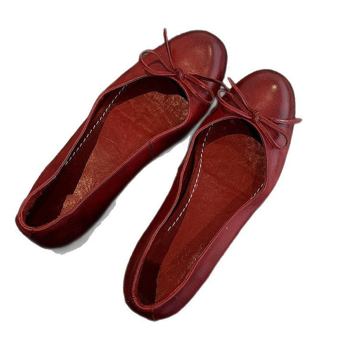 Damen Ballerina Schuhe aus weichem Leder mit elegantem Schleifendetail Echoarchiv