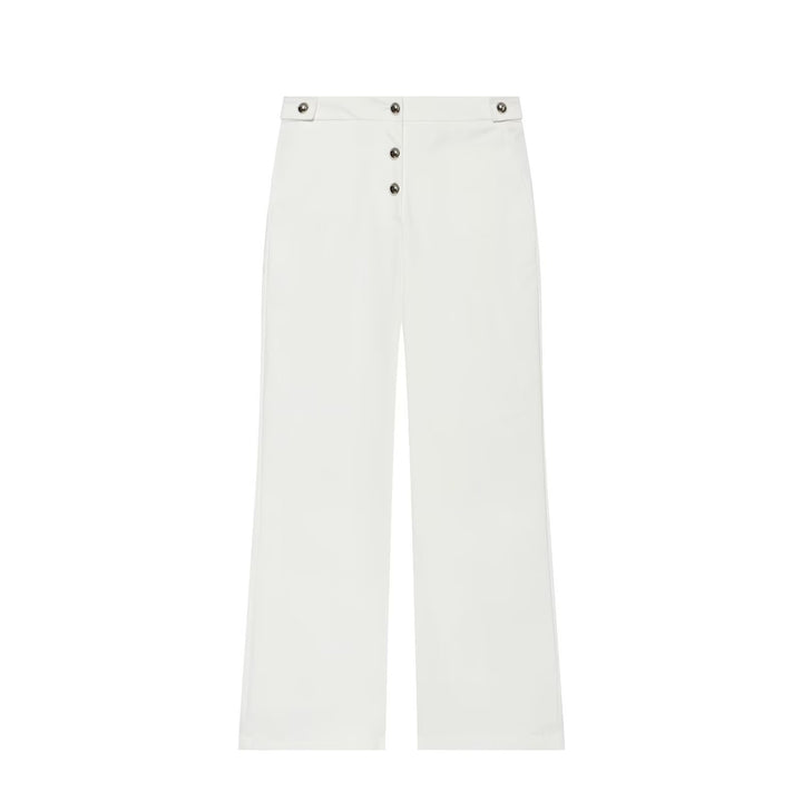 Damen Hochgeschnittene weite Hose mit sichtbarer Knopfleiste und Bundriegel Echoarchiv