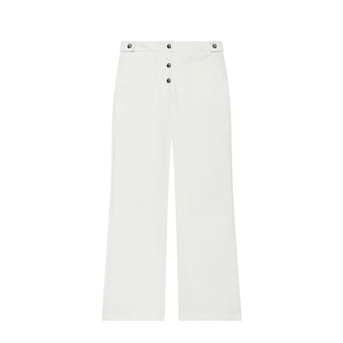 Damen Hochgeschnittene weite Hose mit sichtbarer Knopfleiste und Bundriegel Echoarchiv